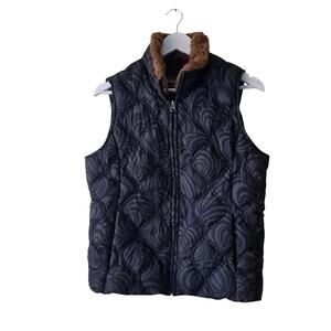 Eddie Bauer Puffer Vest Quilted Goose Down Abstract Print Gray Women's Size M